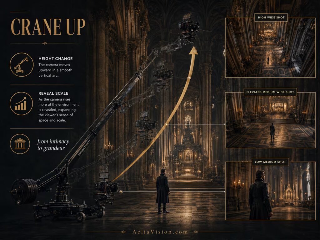 Crane or jib camera movement changing height