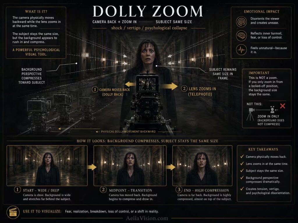 Dolly zoom creating the Vertigo effect