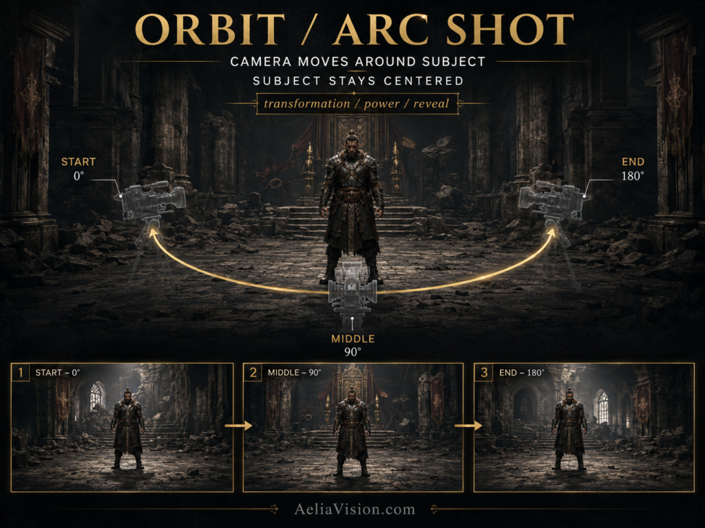 Orbit or arc shot moving around a subject