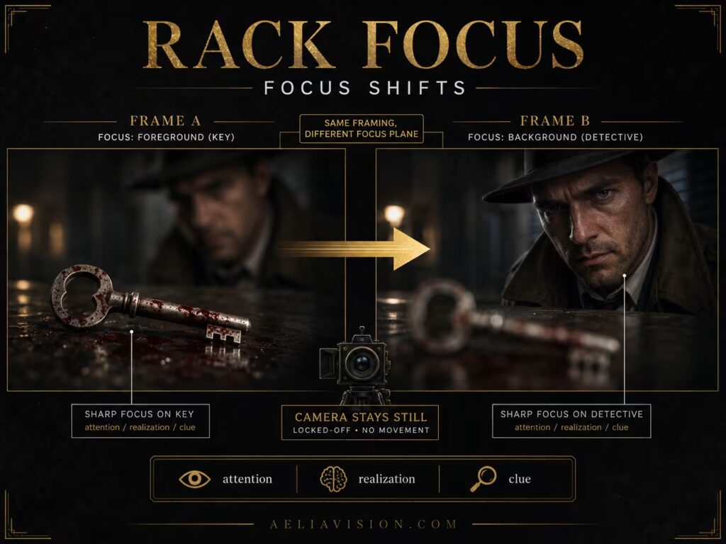Rack focus shifting attention between depth planes