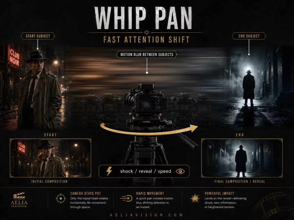 Whip pan camera movement between subjects