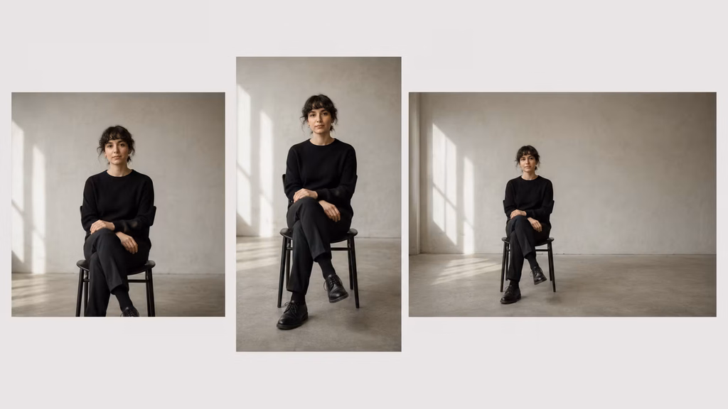 Comparison of square, vertical, and horizontal crops of the same portrait
