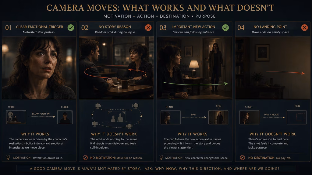 Comparison of motivated and unmotivated camera movements in a dialogue scene