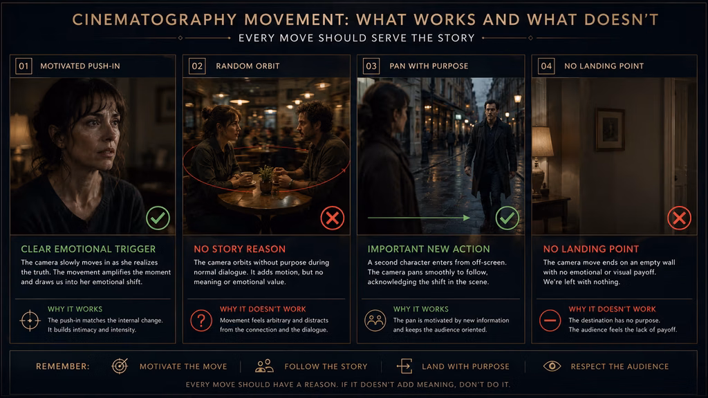 Comparison of motivated and unmotivated camera movements in a dialogue scene