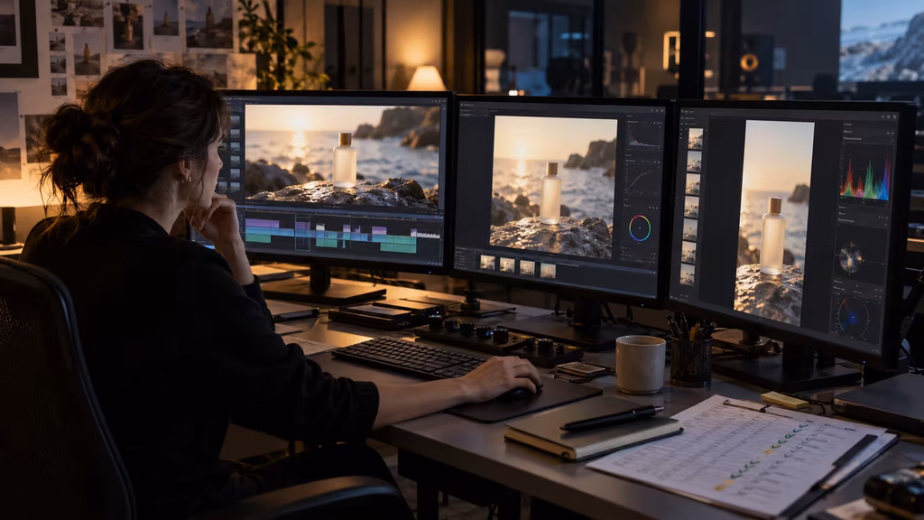 Commercial producer checking 15, 30, 45, and 60 second ad deliverables across widescreen and mobile formats