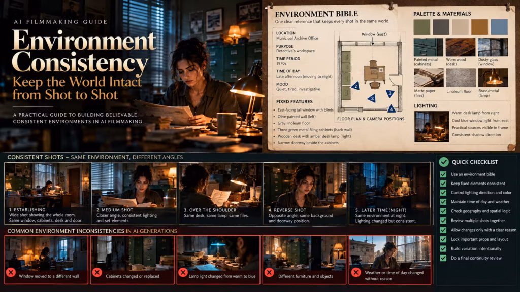 Environment consistency in AI filmmaking: keep the world intact from shot to shot