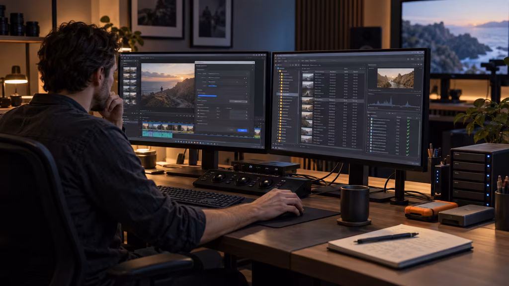 Editor validating final video export settings and media metadata before client delivery.